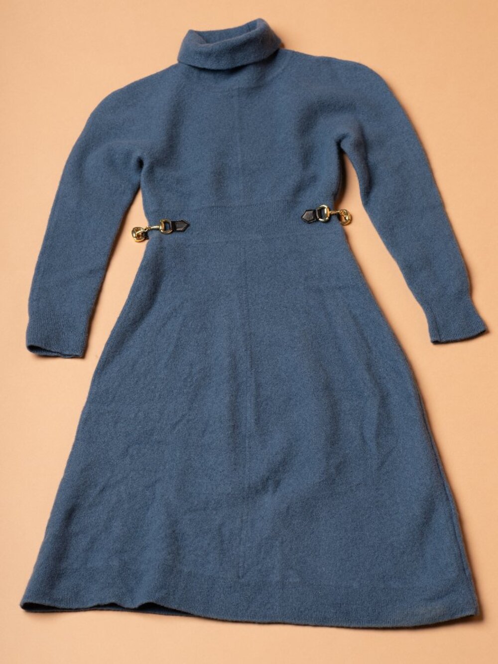 Derek Lam 10 Crosby Becky Raglan Horsebit Wool Slate Blue Sweater Dress Medium